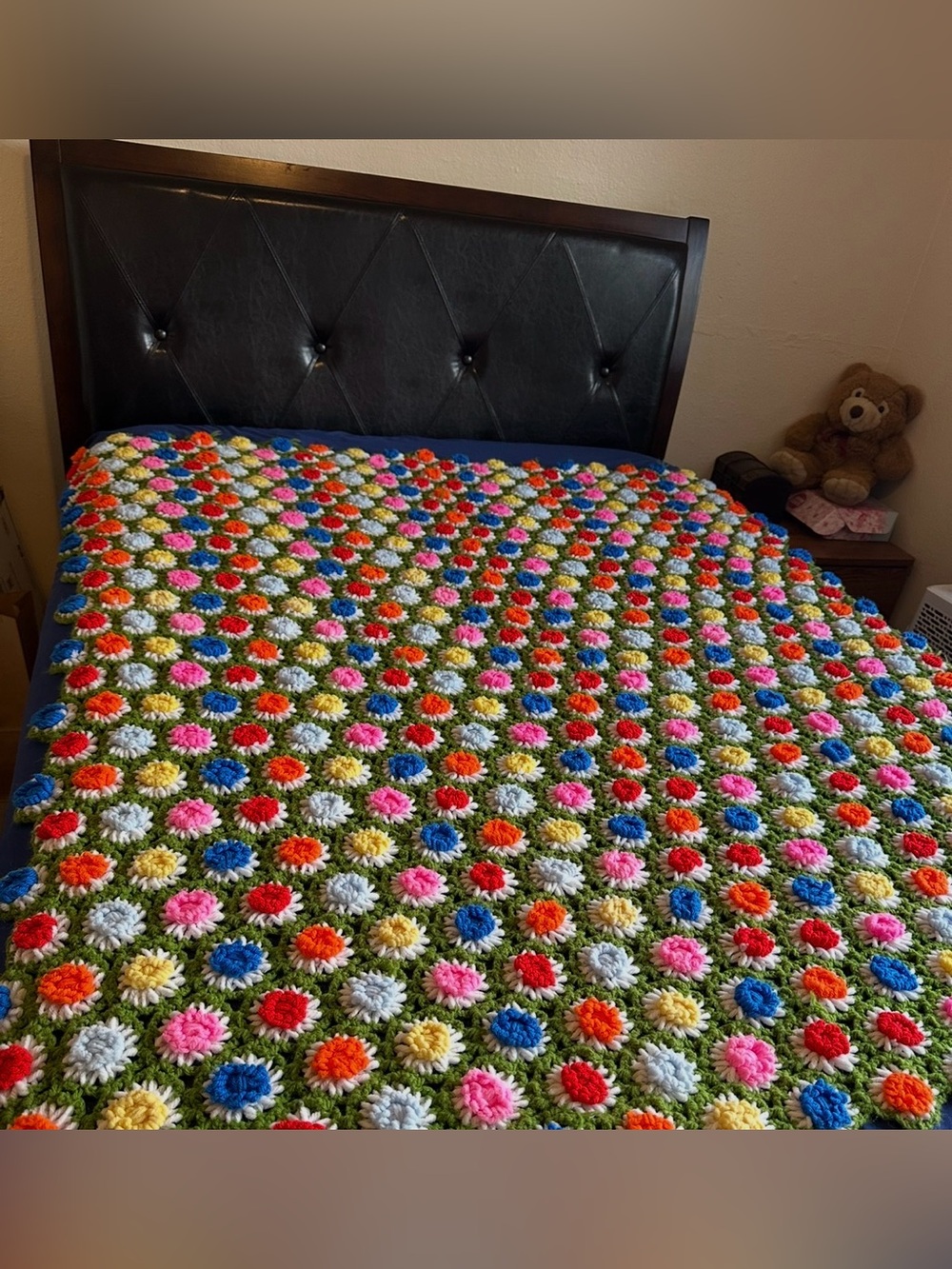 Handmade Multicolor Floral Crochet Bedspread - Home Bedding
